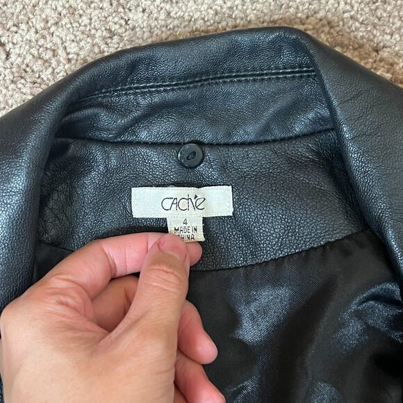 Vtg Y2K Cache Leather Jacket Black Buttery Soft Single Button Baddie Goth Grunge - Picture 5 of 11